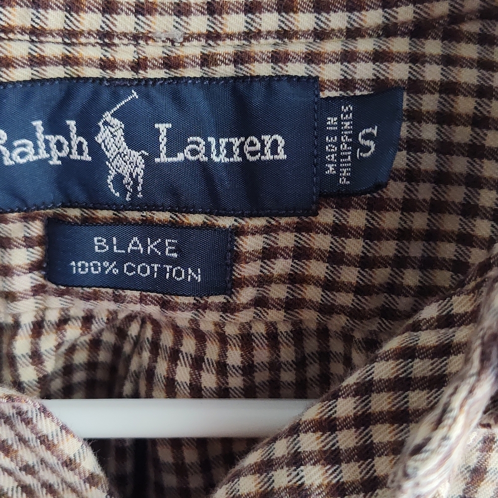 Ralph Lauren Men’s Brown and Cream Check Button-Down Shirt Size S. - Picture 3 of 4